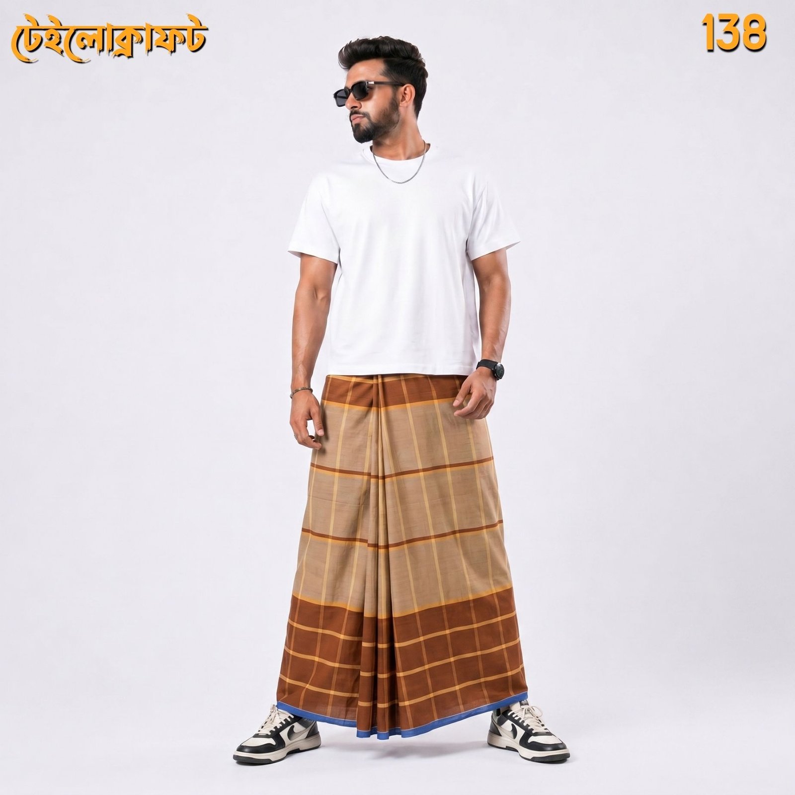 Tailocraft Men’s Pure Cotton Deep Lungi 5.5 Hand-138