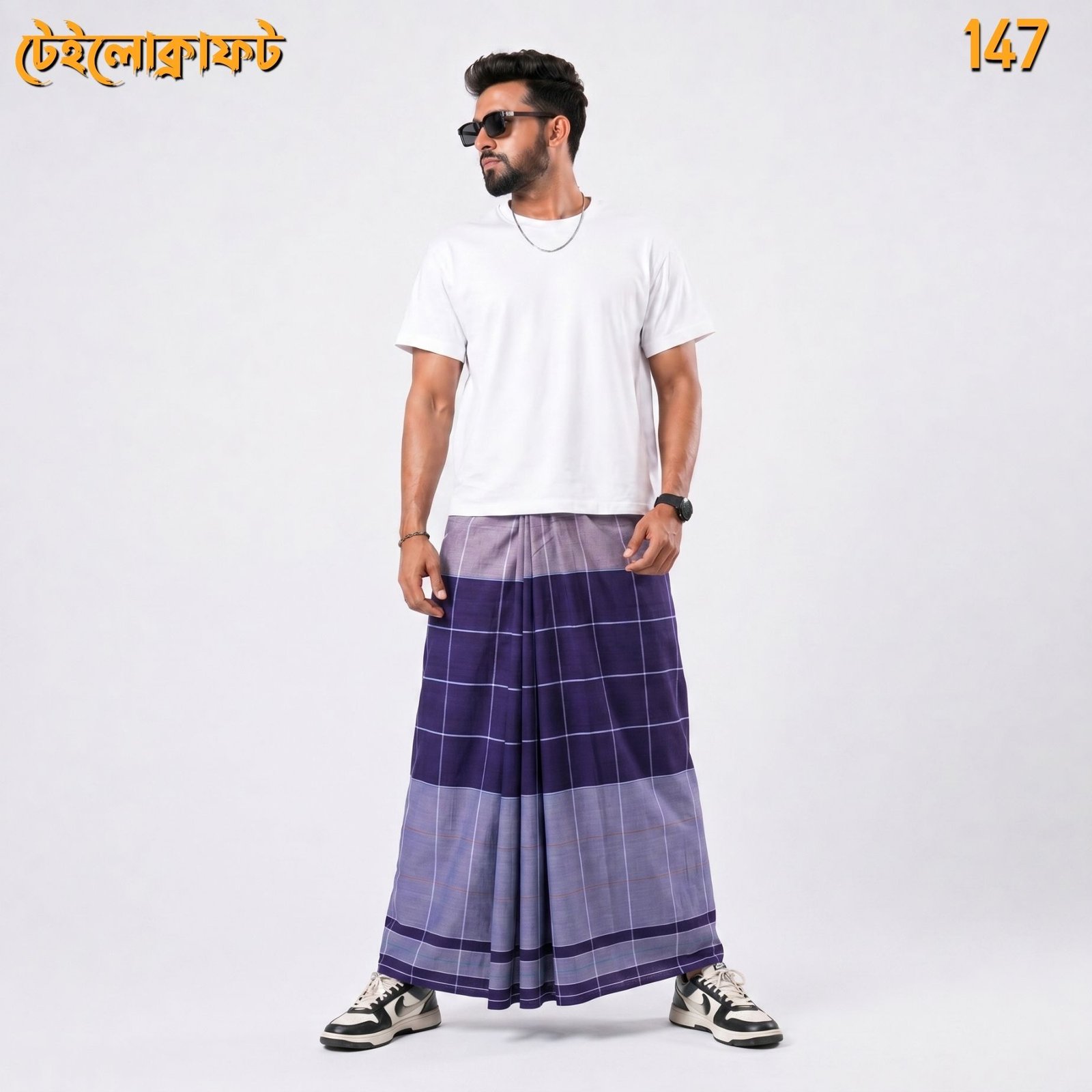Tailocraft Men’s Pure Cotton Deep Lungi 5.5 Hand-147