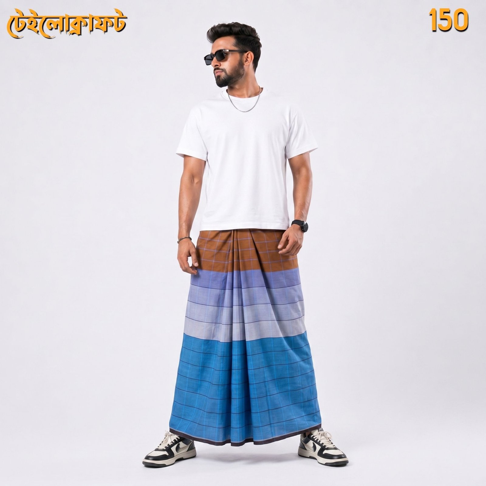 Tailocraft Men’s Pure Cotton Deep Lungi 5.5 Hand-150
