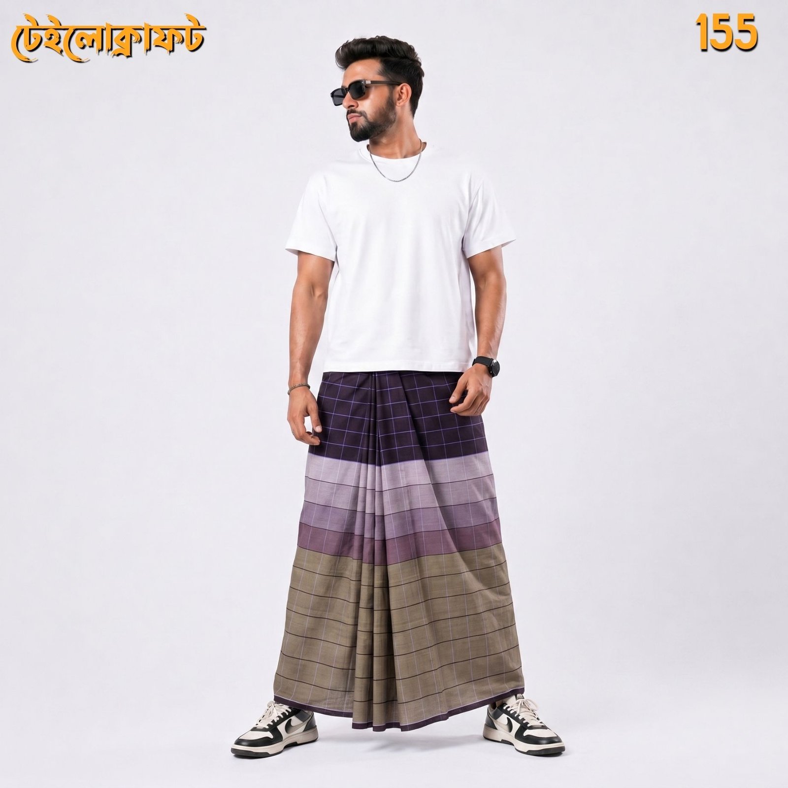 Tailocraft Men’s Pure Cotton Deep Lungi 5.5 Hand-155