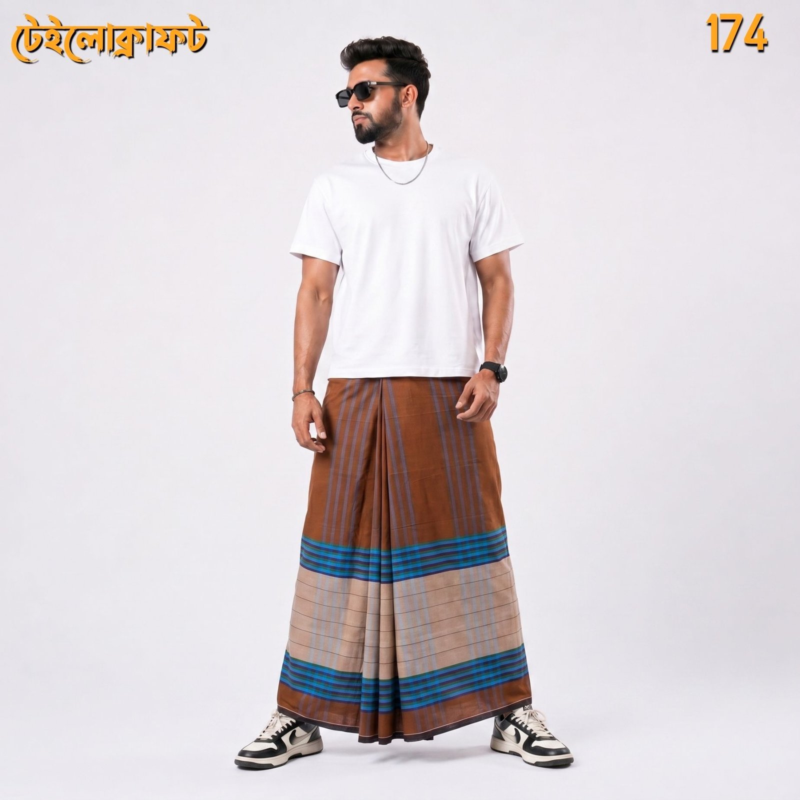 Tailocraft Men’s Pure Cotton Deep Lungi 5.5 Hand-174