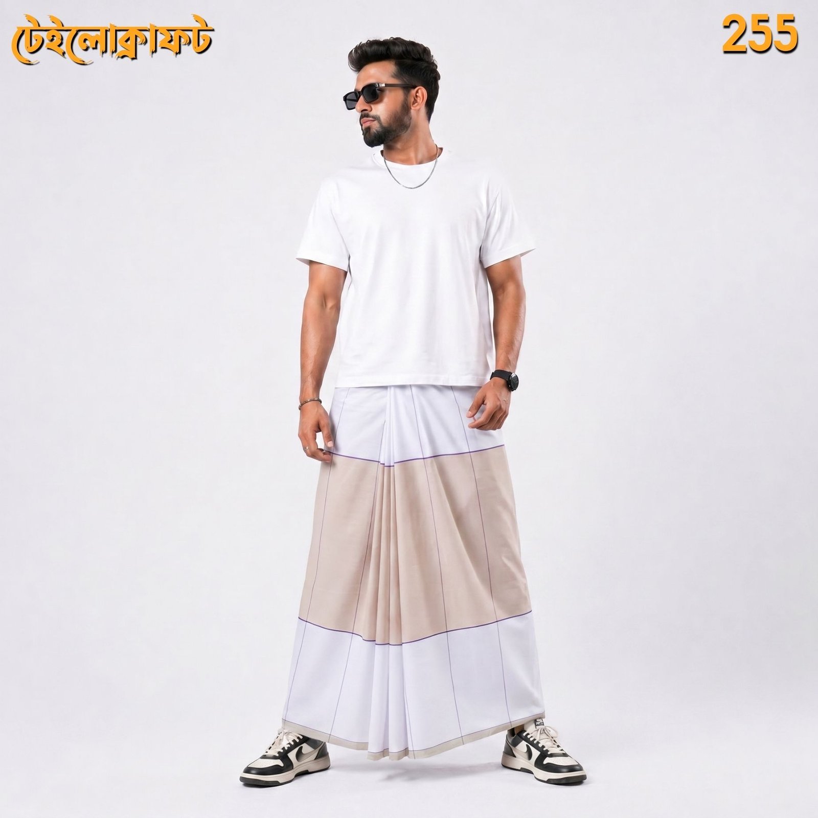 Tailocraft Men’s Pure Cotton Light Lungi 5.5 Hand-255