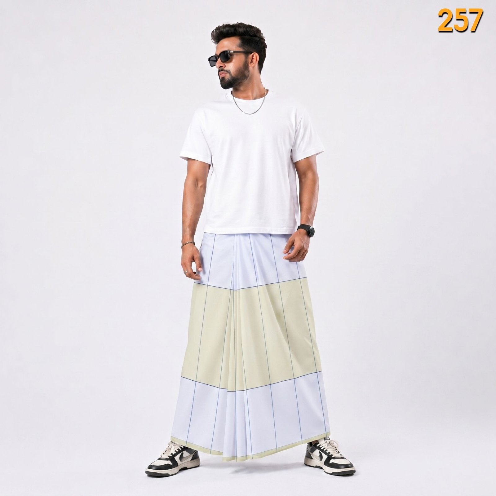 Tailocraft Men’s Pure Cotton Light Lungi 5.5 Hand-257