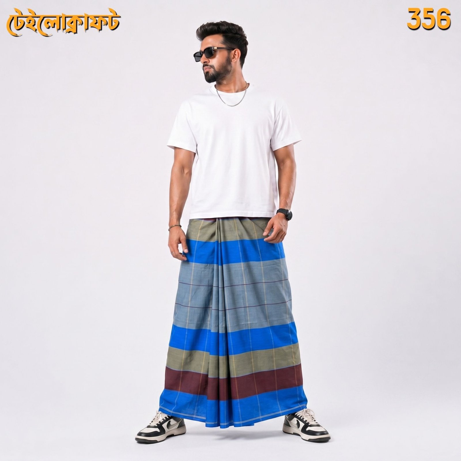 Tailocraft Men’s Pure Cotton Deep Lungi 5.5 Hand-356