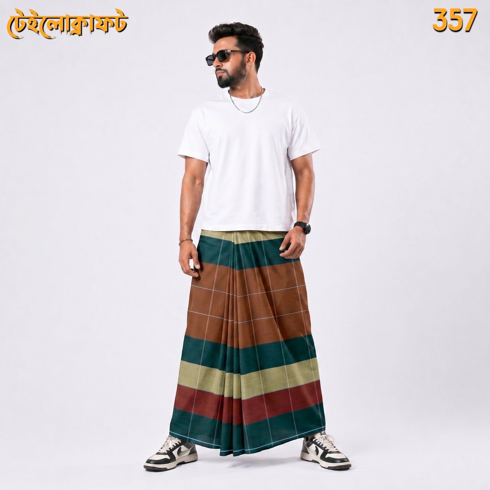 Tailocraft Men’s Pure Cotton Deep Lungi 5.5 Hand-357
