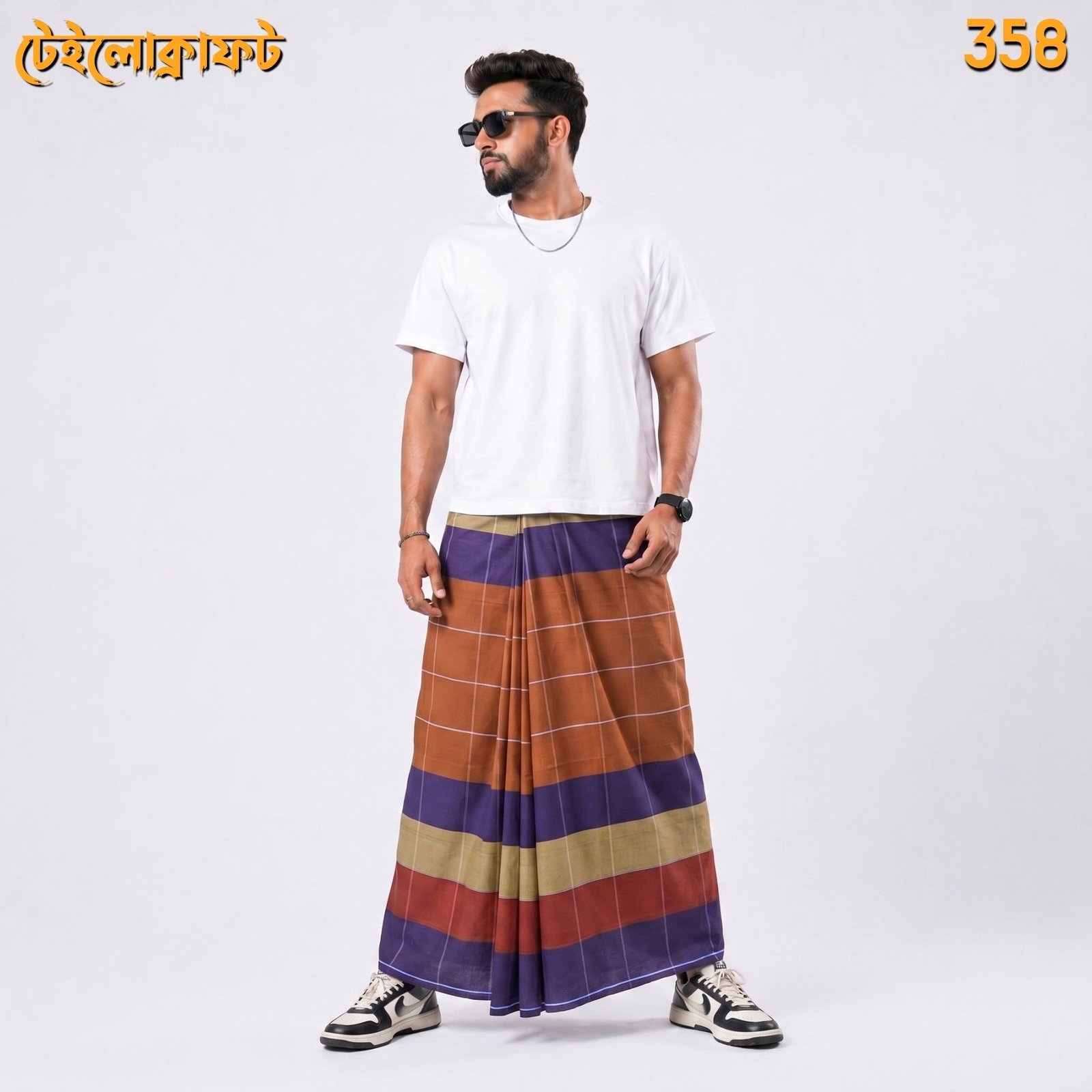 Tailocraft Men’s Pure Cotton Deep Lungi 5.5 Hand-358