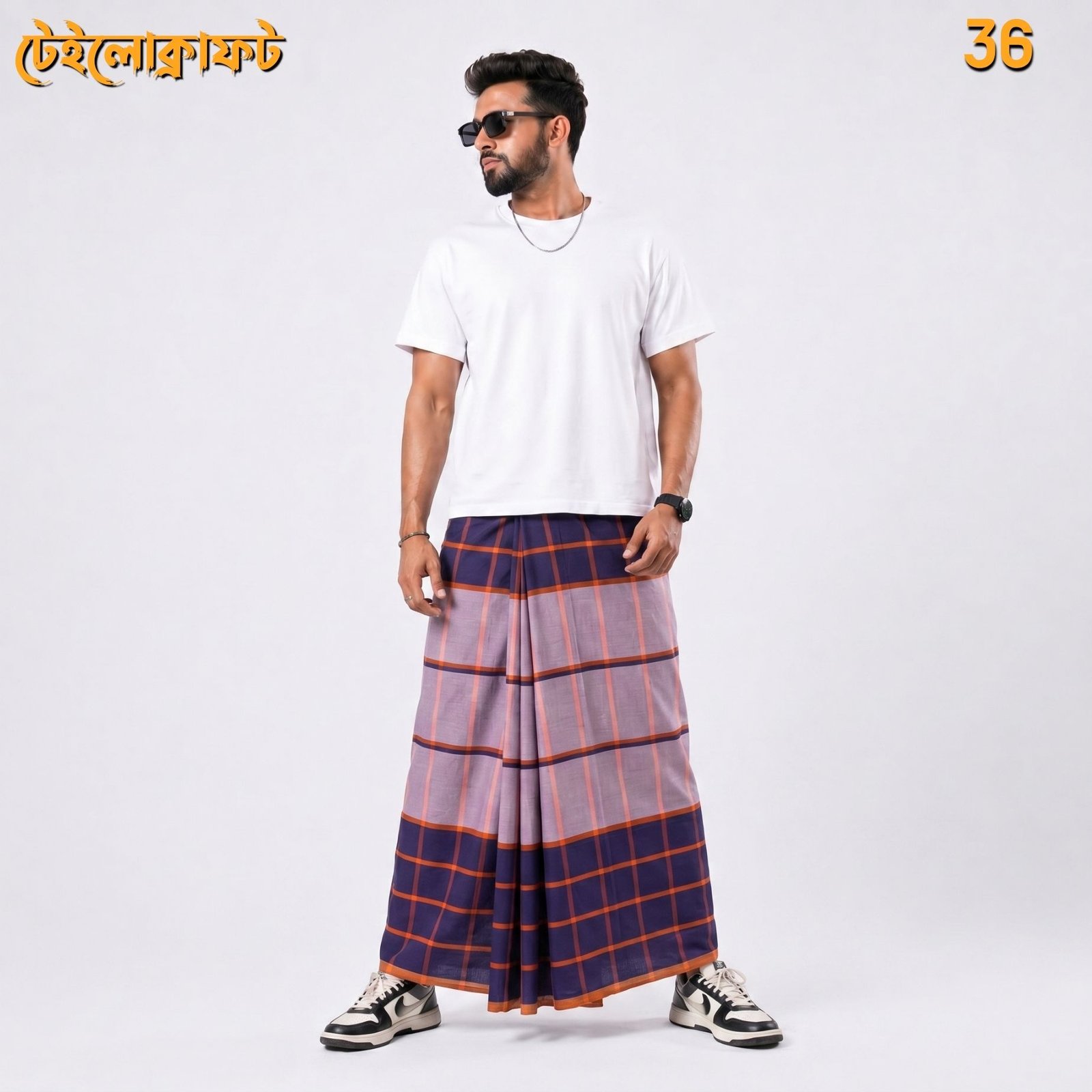 Tailocraft Men’s Pure Cotton Deep Lungi 5.5 Hand-36