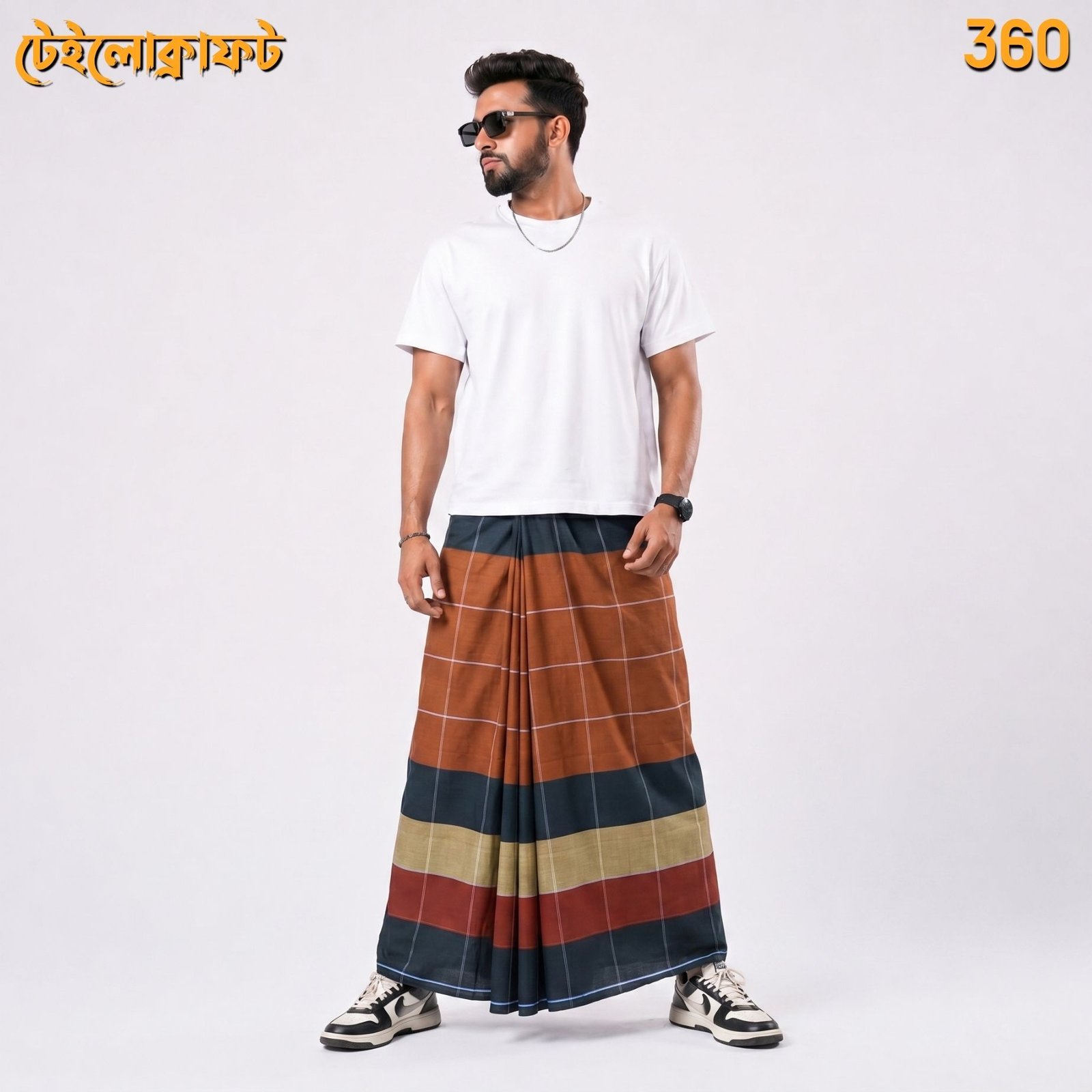 Tailocraft Men’s Pure Cotton Deep Lungi 5.5 Hand-360