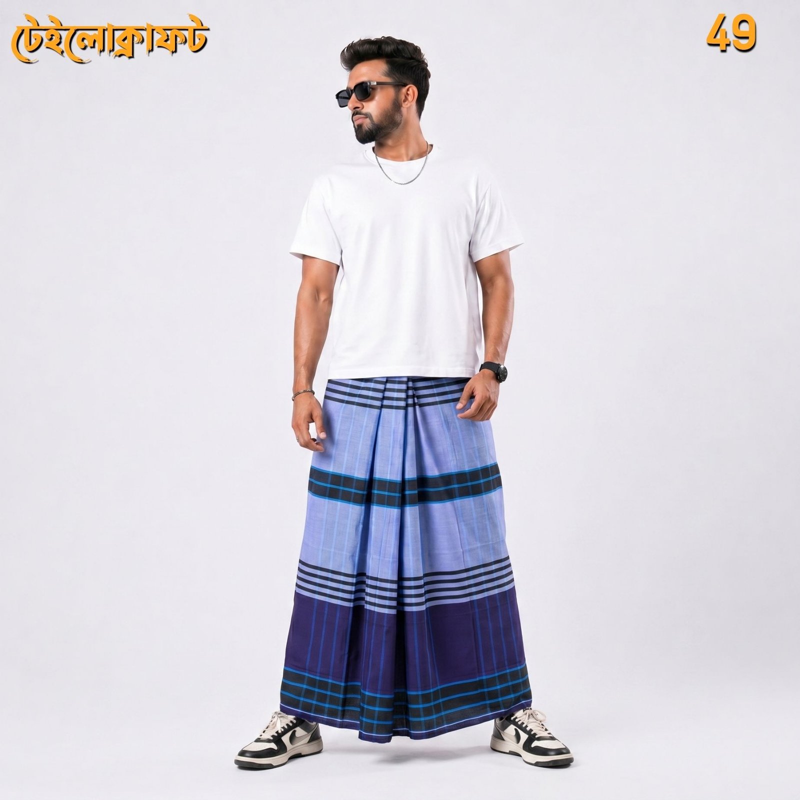 Tailocraft Men’s Pure Cotton Deep Lungi 5.5 Hand-49