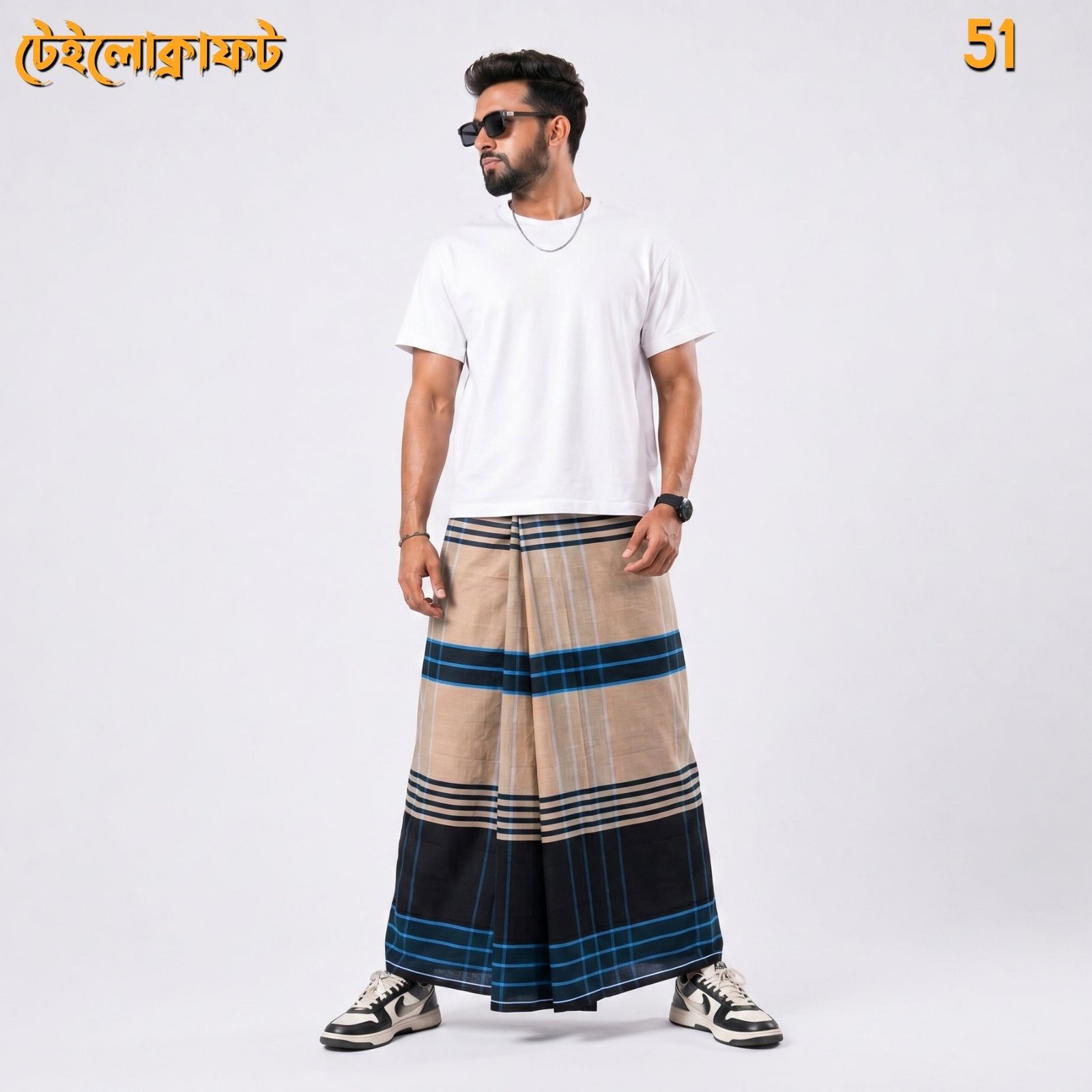 Tailocraft Men’s Pure Cotton Deep Lungi 5.5 Hand-51