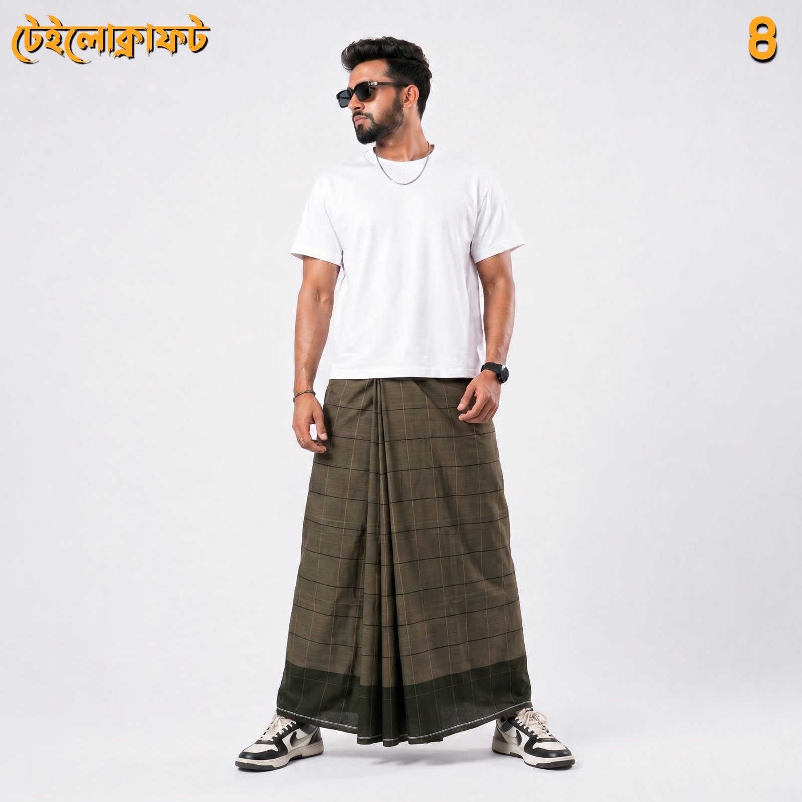 Tailocraft Men’s Pure Cotton Deep Lungi 5.5 Hand-8